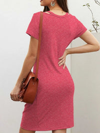 V-Neck Twisted Knot T-Shirt Dress
