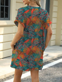 Printed Round Neck Short Sleeve Mini Dress