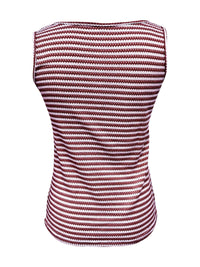 Striped Button Front Knit Tank Top