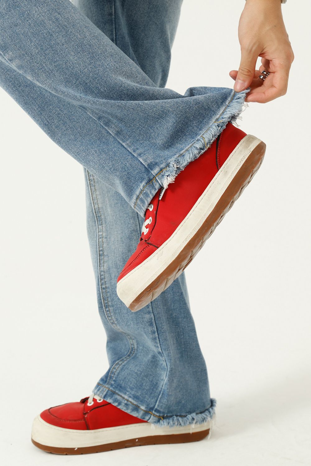 Raw Hem Jeans with Pockets