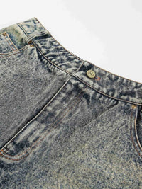 Men's Camouflage Patchwork Denim Shorts