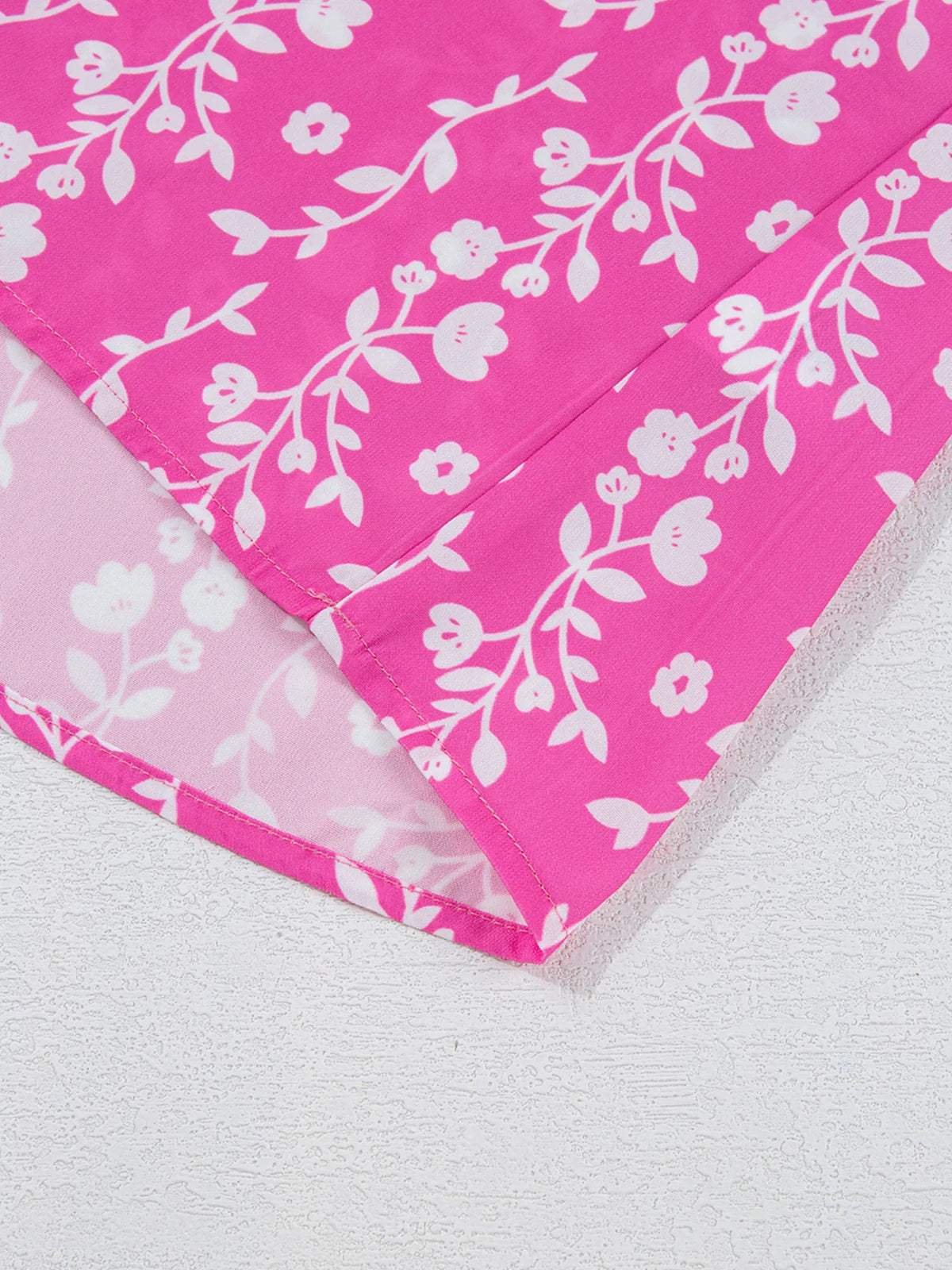 Floral Print Ric-rac Tiered Ruffled V Neck Blouse