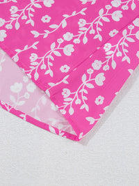 Floral Print Ric-rac Tiered Ruffled V Neck Blouse