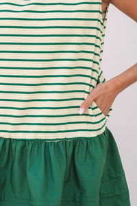 Stripe Woven Sleeveless Mini Dress