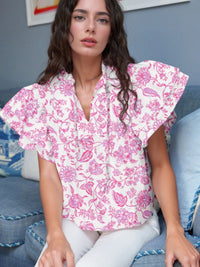 Floral Butterfly Sleeve Blouse