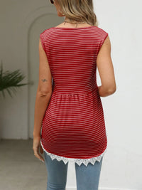Lace Trim Sleeveless Babydoll Tank Top