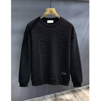 Men's Plus Size Textured Round Neck Long Sleeve Sweatshirt