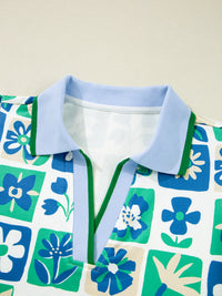 Floral Print Collared Blouse with Flutter Sleeves