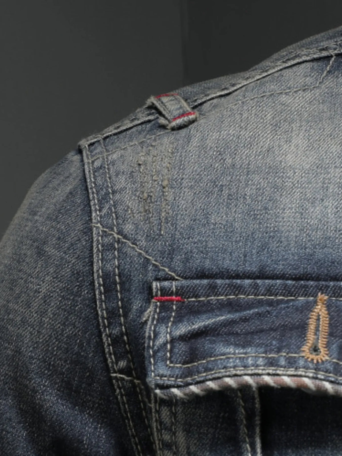 Men's Plus Size Washed Zip Up Denim Jacket with Chest Pockets