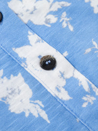 Printed Button-Front Wide Leg Jumpsuit