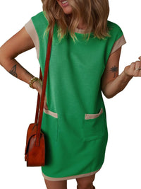 Round Neck Cap Sleeve Mini Dress