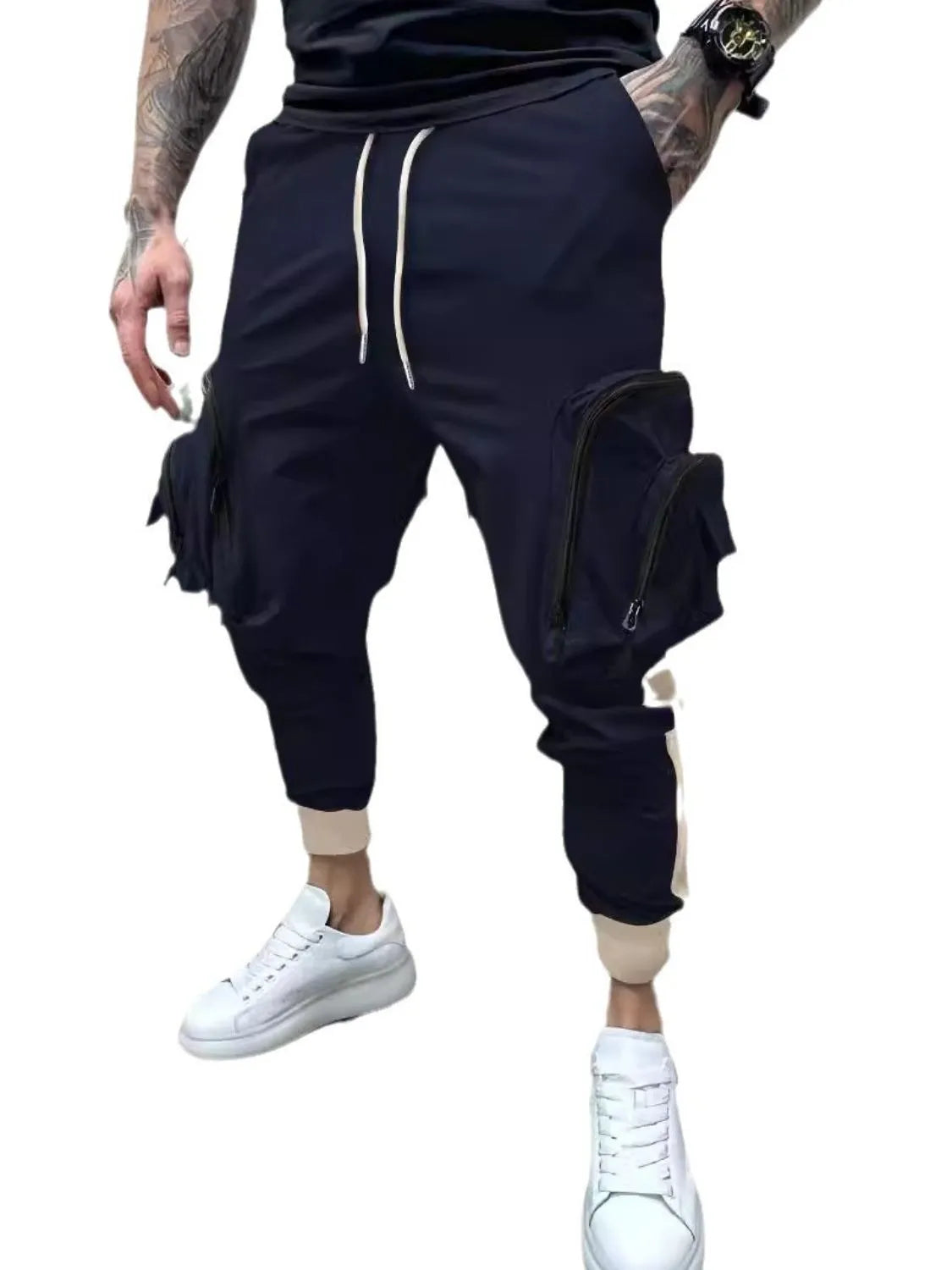 Men's Full Size Drawstring Joggers with Pockets Plus Size