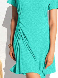 Ruched Short Sleeve Mini Tee Dress