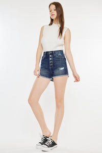 Raw Hem Button Fly Denim Shorts