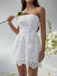 Devine Lace-Up Tube Lace Mini Dress