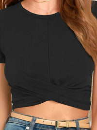 Round Neck Short Sleeve Crop T-Shirt