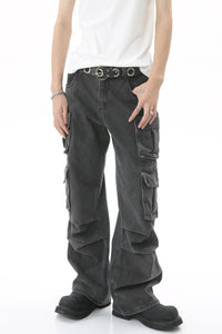 Men's Multi-Pocket Pleated Cargo Jeans