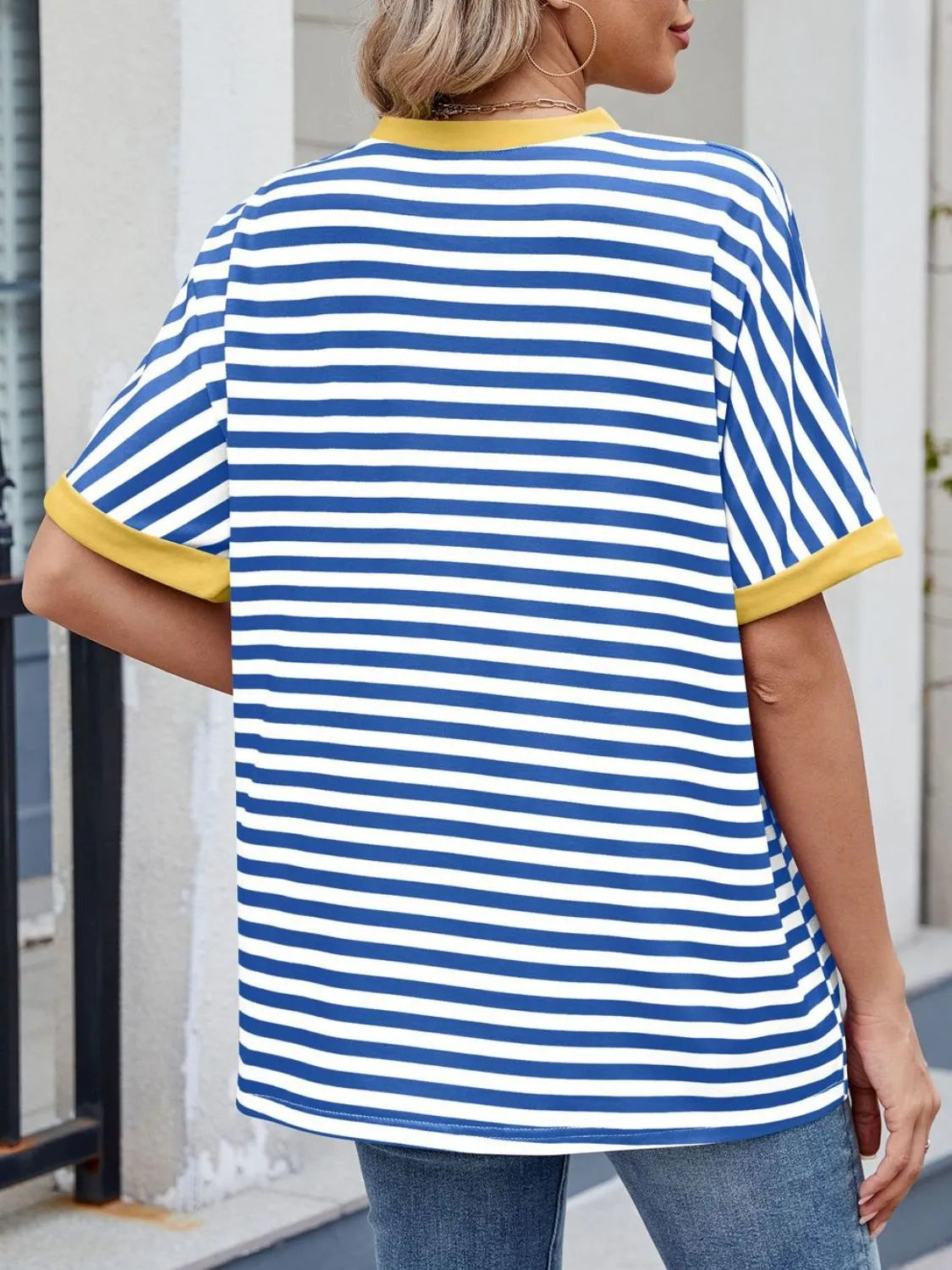 Striped Round Neck Half Sleeve T-Shirt