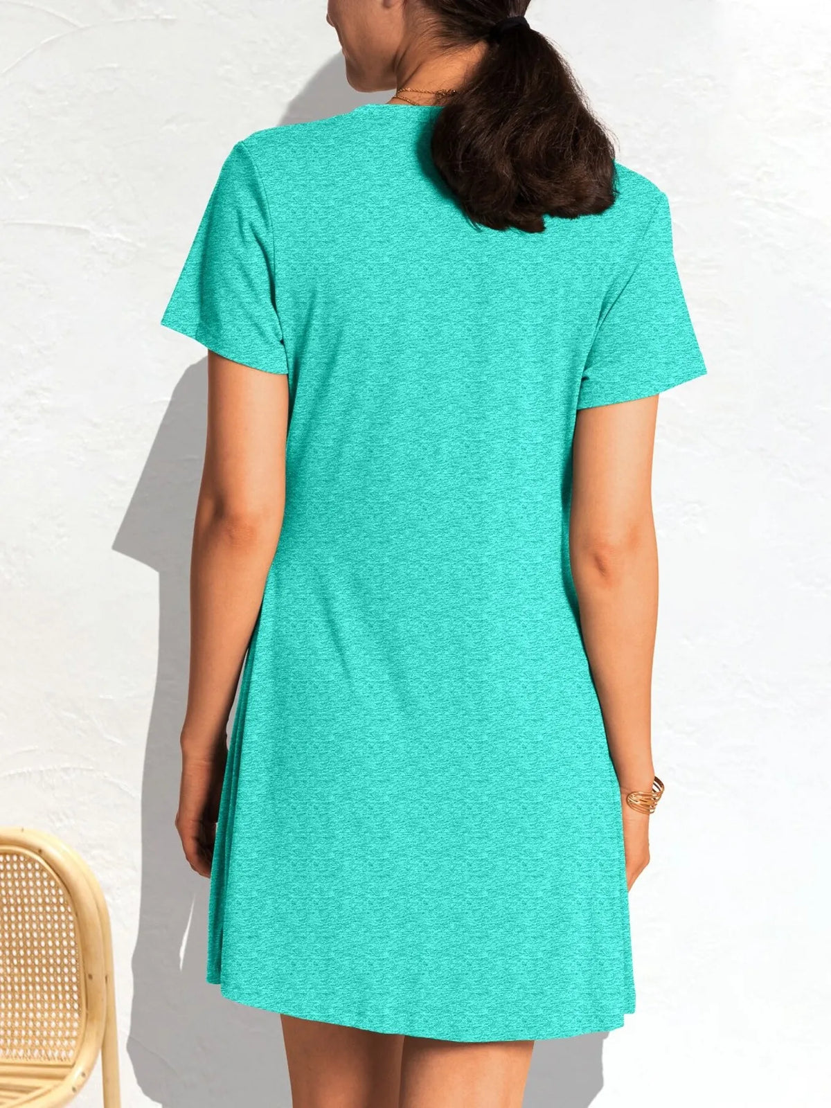 Ruched Short Sleeve Mini Tee Dress
