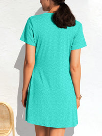 Ruched Short Sleeve Mini Tee Dress