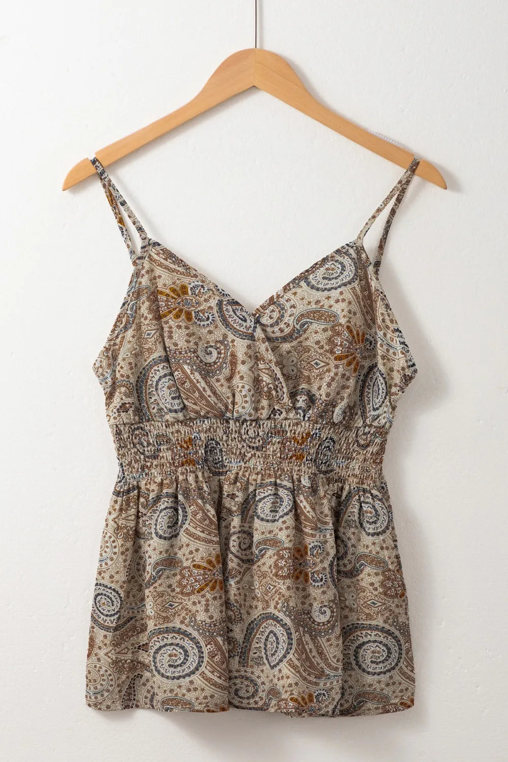 Paisley Printed Smocked Babydoll Cami