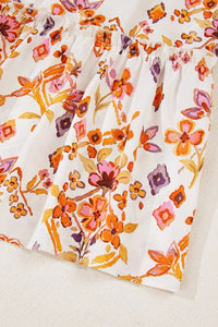 Printed Tie Neck Cap Sleeve Mini Dress