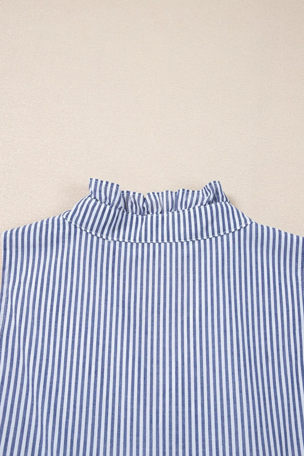 Stripe Sleeveless Notched Ric Rac Mini Dress