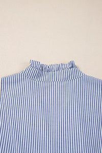 Stripe Sleeveless Notched Ric Rac Mini Dress