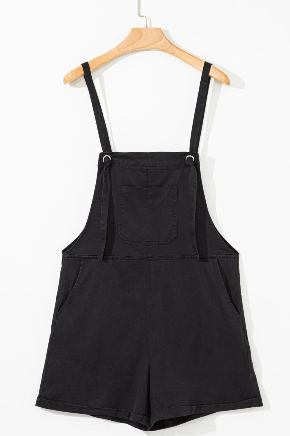 Square Neck Denim Overalls with Pockets