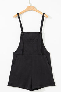 Square Neck Denim Overalls with Pockets