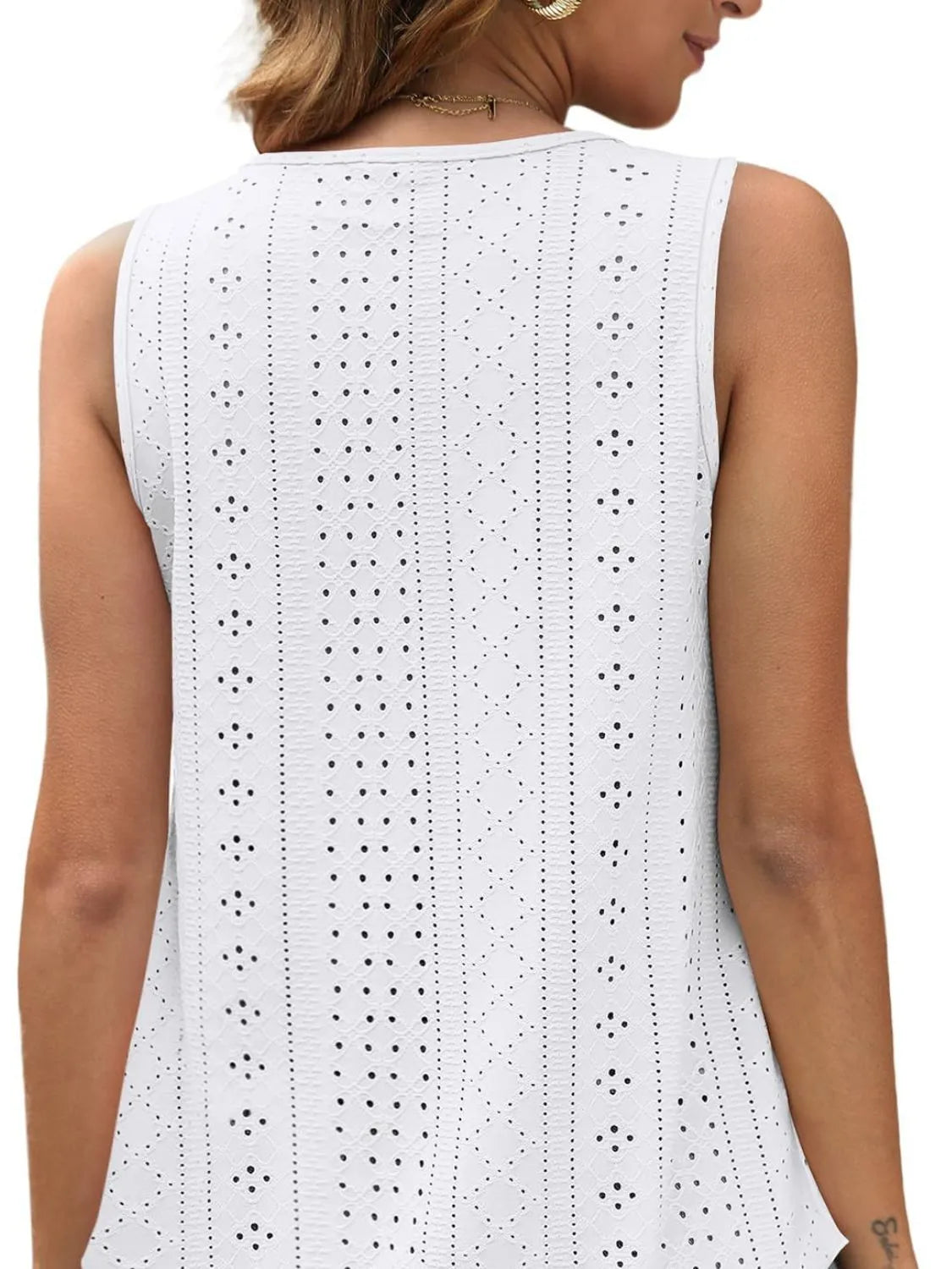 Eyelet Scoop Neck Tank