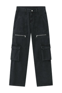 Men's Loose Fit Jeans with Cargo Pockets