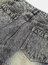 Men's Camouflage Patchwork Denim Shorts