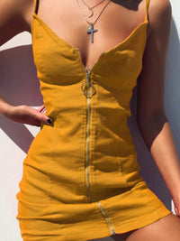 Full Size Zip-Front Bodycon Mini Dress Plus Size