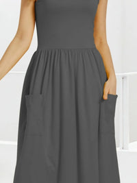 Scoop Neck Midi Dress with Pockets