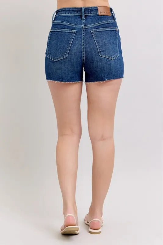 Judy Blue Full Size High Waist Criss-Cross Waistband Denim Shorts Plus Size