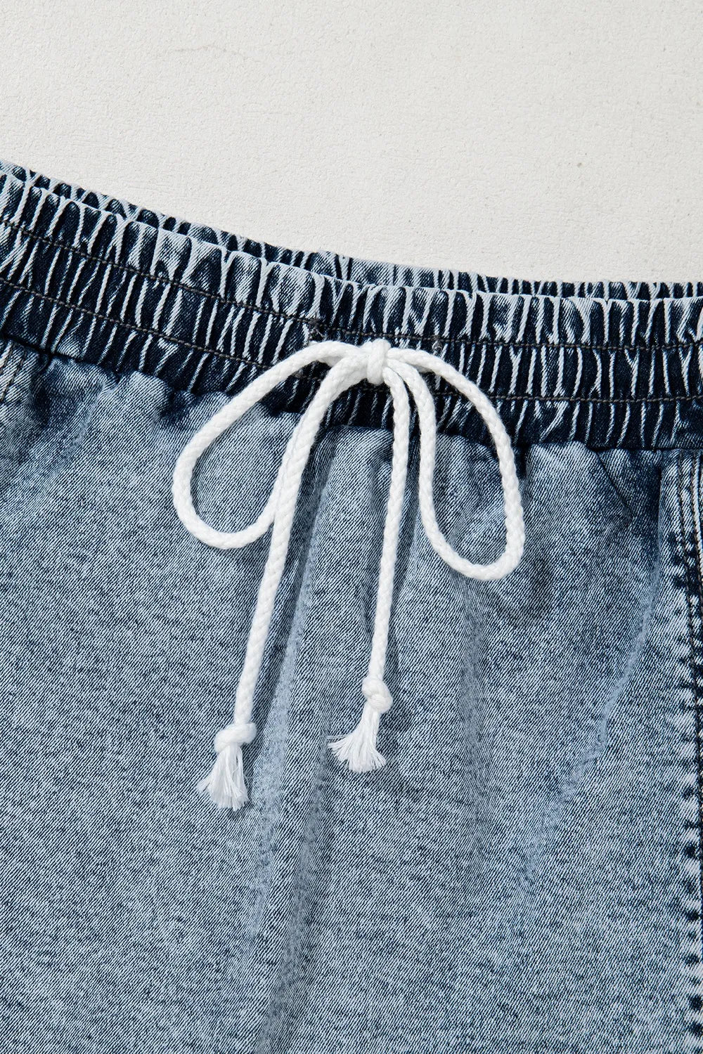 Drawstring High Waist Pocketed Denim Shorts