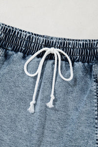 Drawstring High Waist Pocketed Denim Shorts