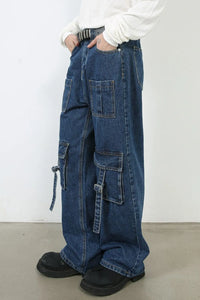 Men's Mid Rise Jeans with Cargo Pockets