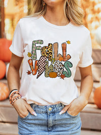 FALL VIBES Cotton Blend Casual T Shirt