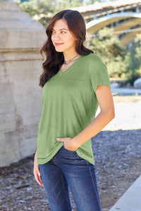 Bamboo Full Size V-Neck Short Sleeve T-Shirt