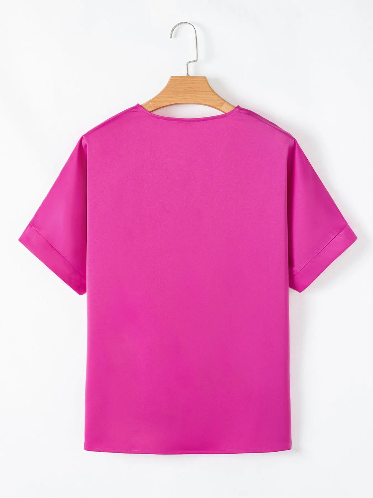 Silky V Neck Dolman Sleeve Blouse