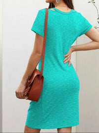 V-Neck Twisted Knot T-Shirt Dress