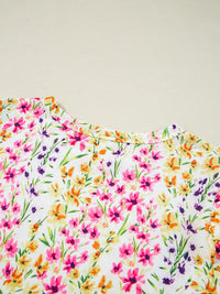 Floral Puff Sleeve Crewneck Blouse