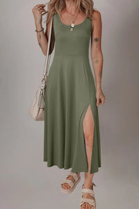 Side Slit Scoop Neck Wide Strap Dress