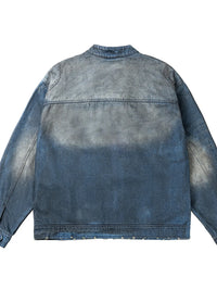 Men's Washed Denim Bomber Jacket