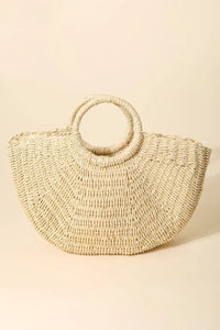 Fame Half Moon Straw Tote Bag