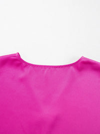 Silky V Neck Dolman Sleeve Blouse