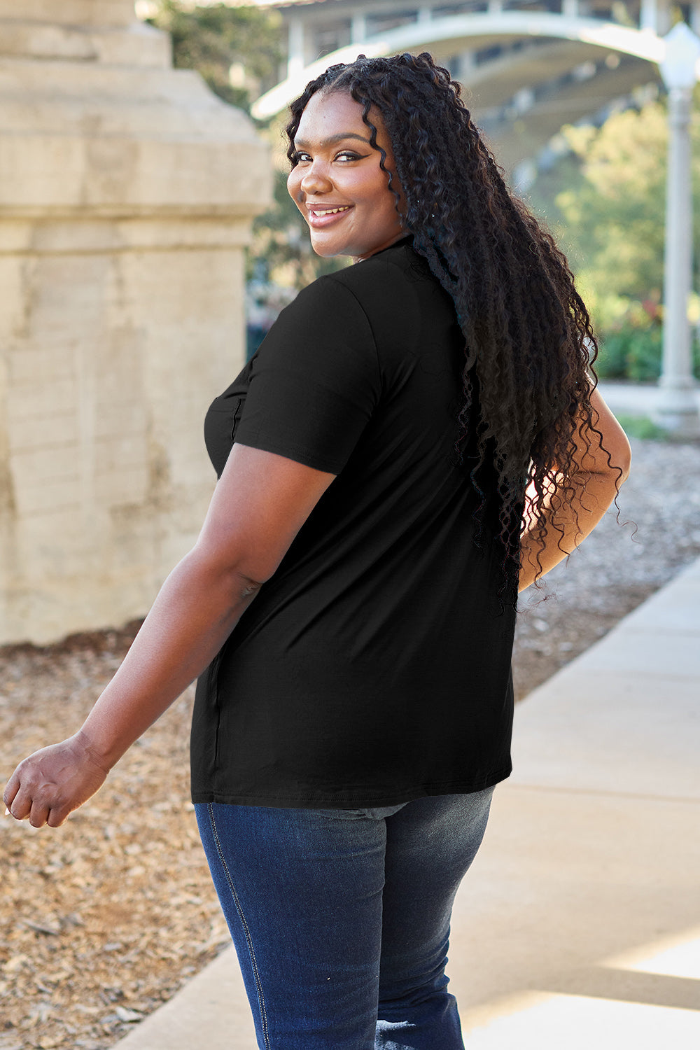 Bamboo Full Size V-Neck Short Sleeve T-Shirt