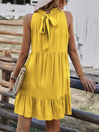 Ruffled Hem Sleeveless Mini Dress